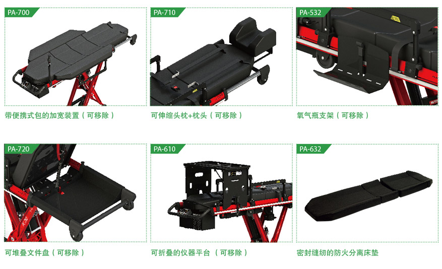 電動擔(dān)架PC-750和擔(dān)架倉PC-720選配件